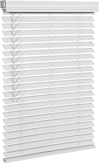 SMONTER 2" Slat Faux Wood Blinds with Crown Valance- Cordless Horizontal Blinds Room Darkening Blinds for Windows Bedroom, Bathroom, Living Room, Glass Door Interior Decor, 34" Wx 36" H