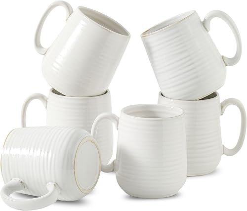 Miniatura 14 de Juego de 4 Tazas de Café de HASENSE, Tazas de Cerámica de 12 Oz con Mango Grande, Juego de Tazas Rústicas Coloridas para Café, Té, Coco, Café con