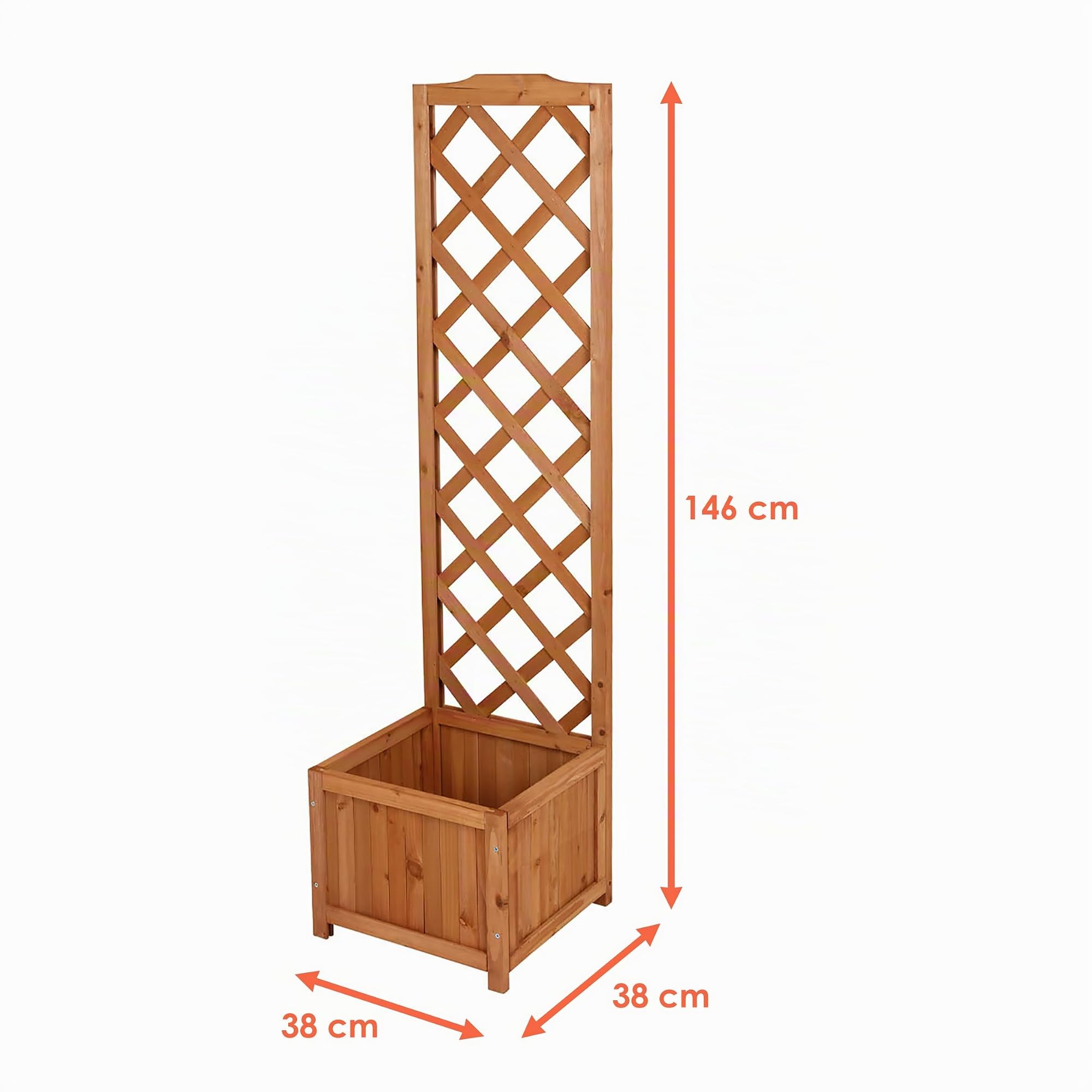 Spetebo Holz Pflanzkübel mit Spalier - 135 x 40 cm - Blumenkasten mit Rankhilfe - Garten Deko Pflanzkasten Blumenkübel Blumentopf mit Gartenspalier Rankgitter für Kletterpflanzen Rankgewächs