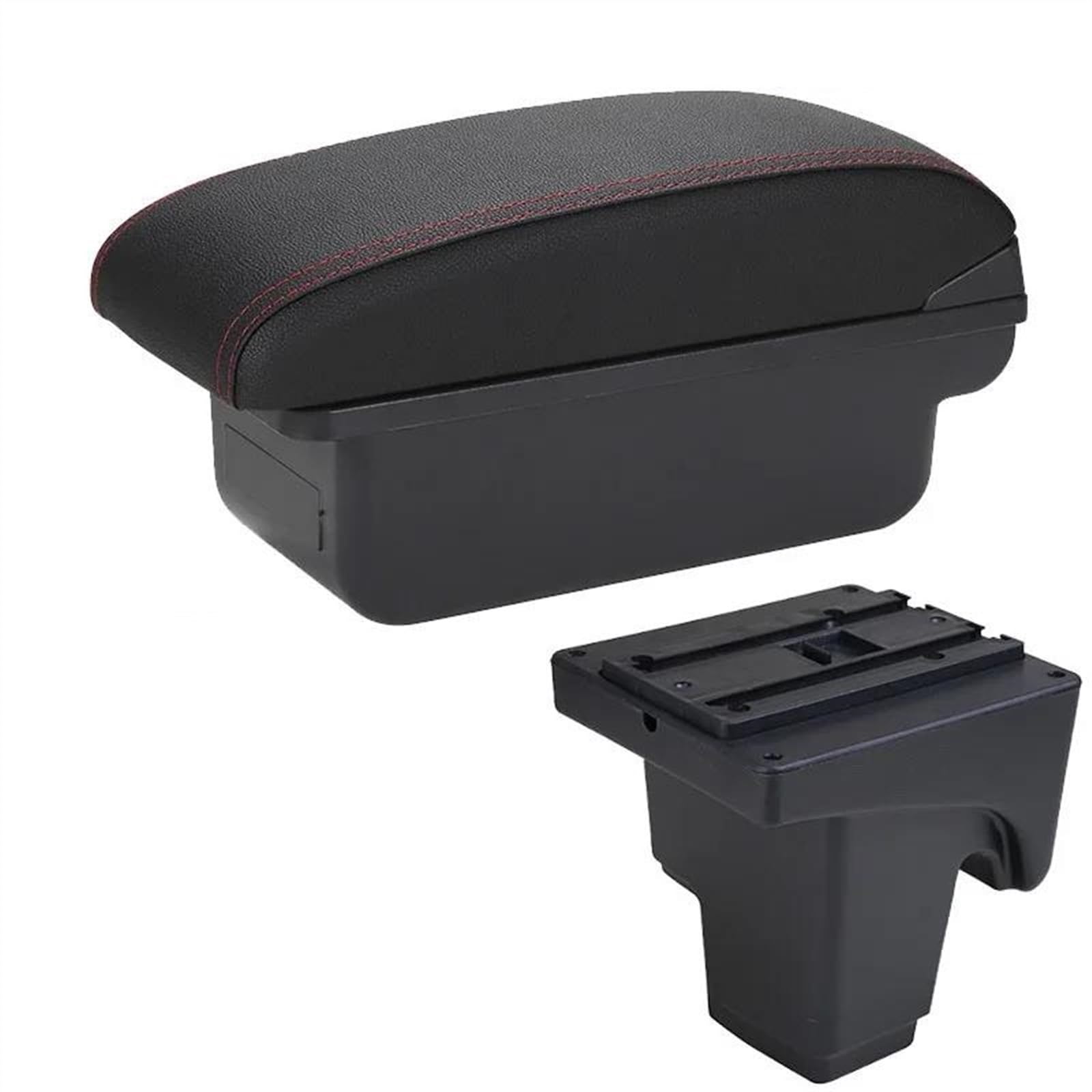 NOHEEU Armrest Box With Multifunctional Support PU Upholstered Car Interior Modification Accessories For Focus III MK3(C1 Black red NO USB)