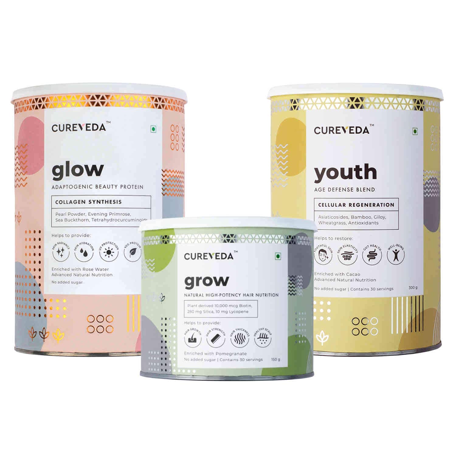 Veena Cureveda Glow, Grow & Youth Complete Skin & Hair Combo