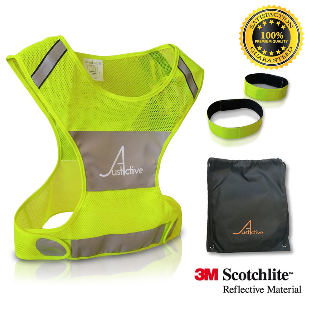 Best 3M Reflective Vest for Running & Cycling, Premium Quality, Reflective Running Gear Clothes Men Women Kids, Safety Vest, Walk Bike Jog Hike with High Visibility, Free 3M Bands & Bag