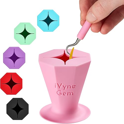 iVyne Gem - Colector de desechos de vinilo con succión y soporte para herramientas de deshierbe para vinilo (rosa)