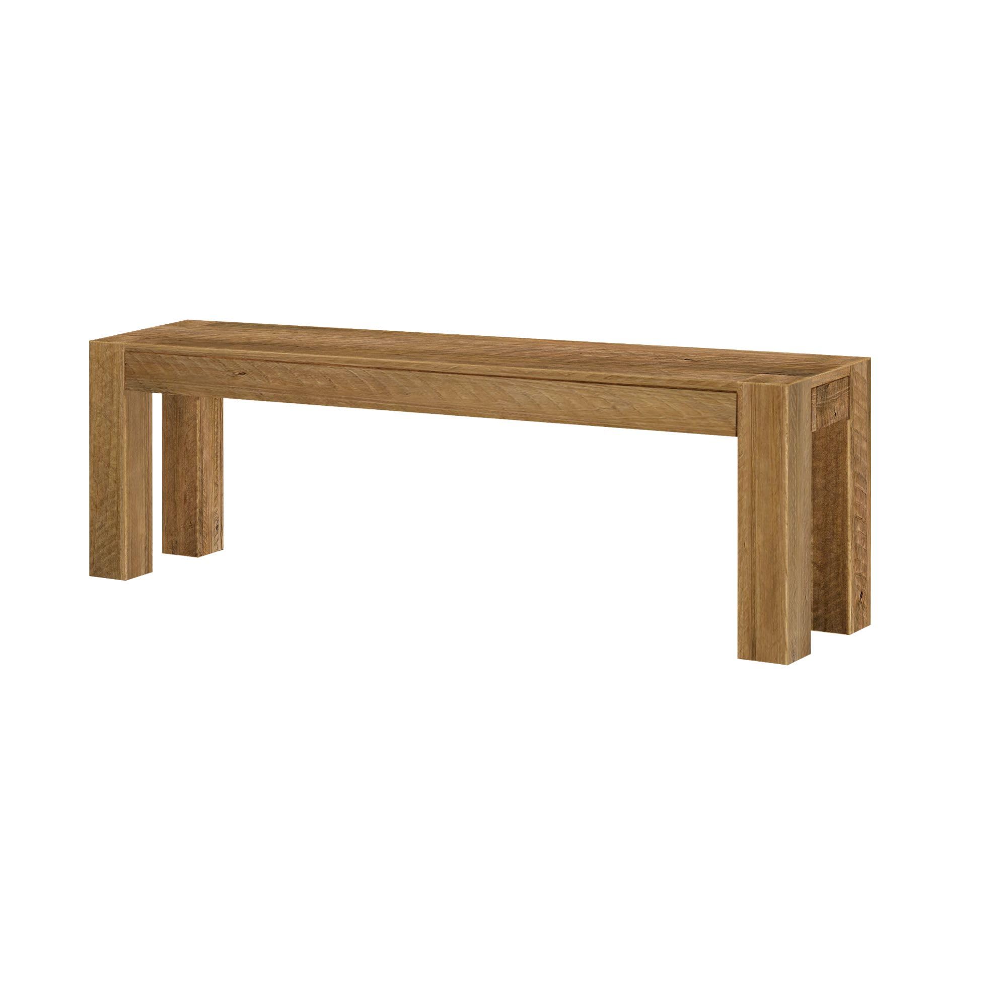 Plank+Beam Camden Dining Bench, 58 Inch, Rustic Barnwood | Low-VOC Finish, Rustic Finish, Solid Wood