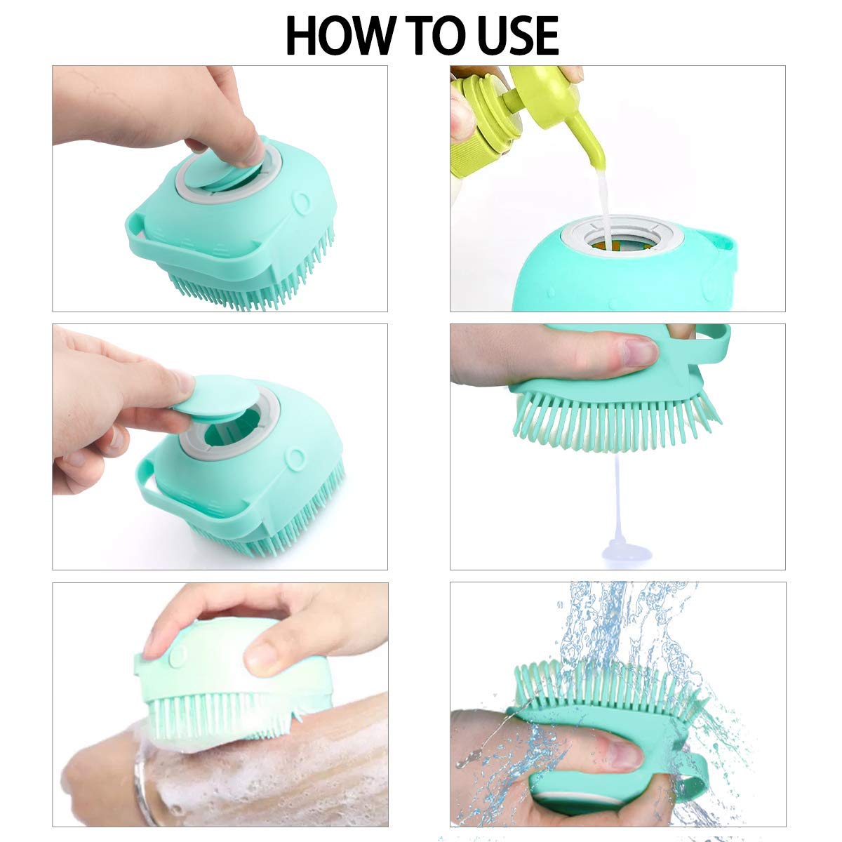 BROCCOLIN® Silicone Body Scrubbers Loofah Brush for Use in Shower, Silicone Massage Exfoliating Bath Brush with Soap Dispenser, Deep Cleaning, Reusable Loofa for Women Kids 1