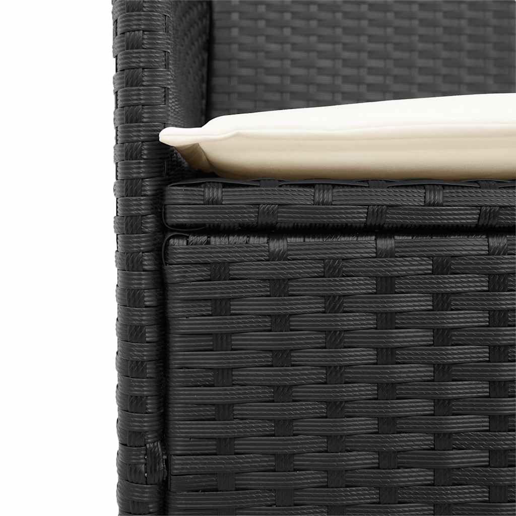 vidaXL Lot de 2 Chaises de Jardin avec Coussins, Sièges avec Accoudoirs, Fauteuils de Terrasse Patio, Moderne, Noir Résine Tressée et Bois
