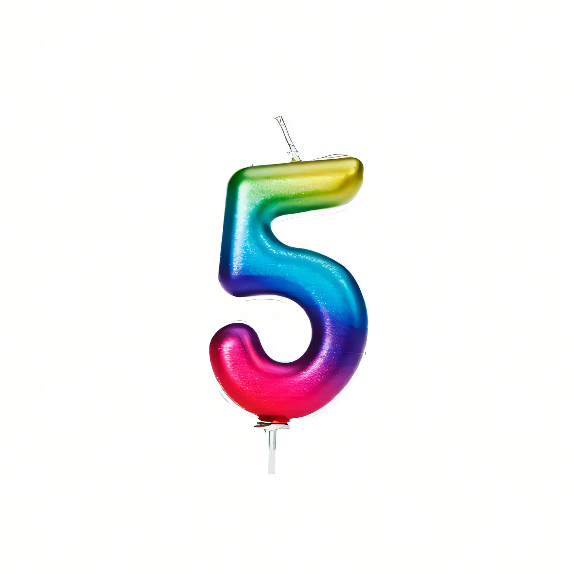 Anniversary House Colourful Rainbow Metallic Candle Number 05 Cake Candle for Birthday and Anniversary Decorations - Elegant Birthday Candle for Cake - Stylish Silver Number Candle Topper 7 cm