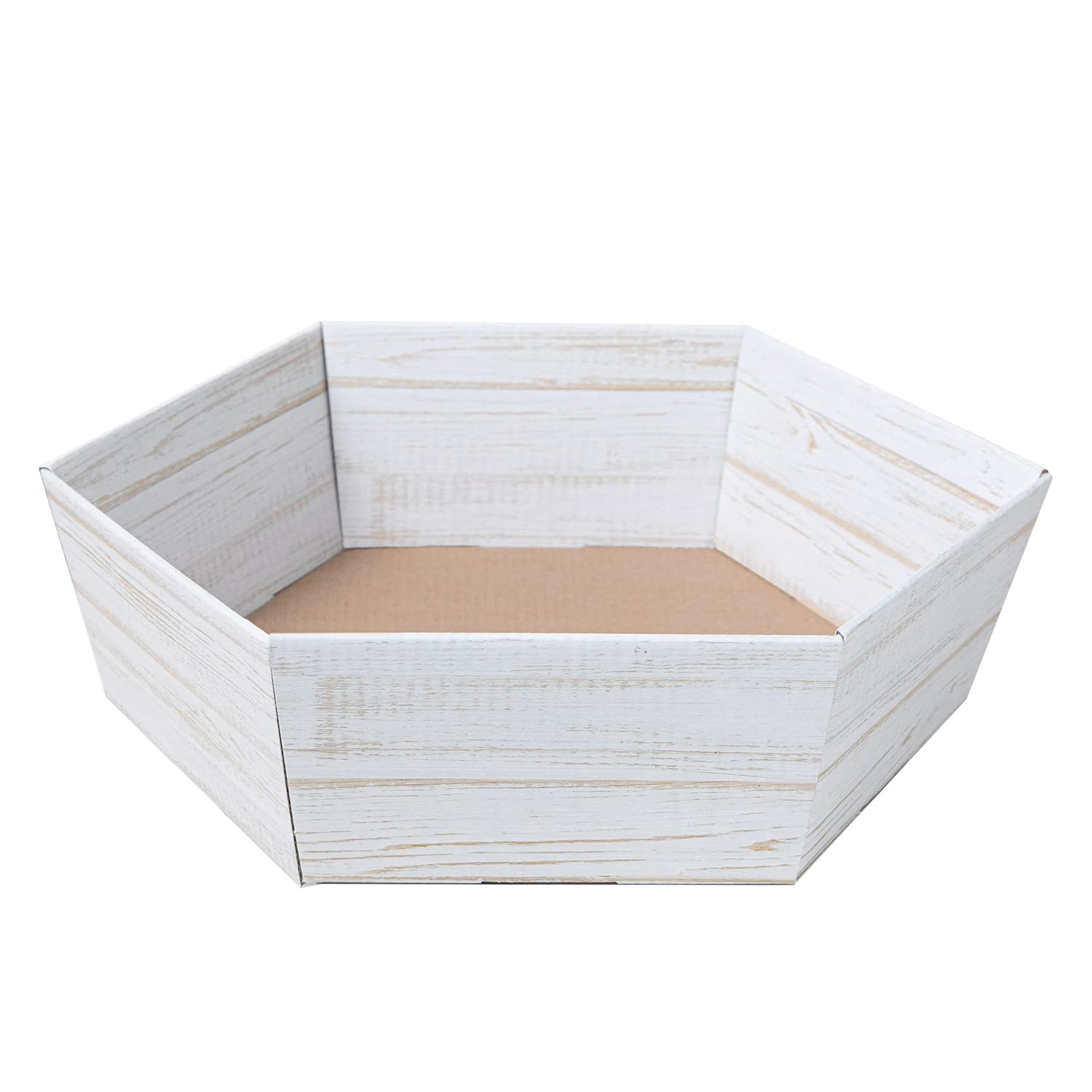 10 x PresentFill® Präsentkorb Shabby Chic ohne Inhalt - Geschenkkorb aus umweltfreundlichen 100% Recycling Karton - groß sechseckig - Made in Germany für Weihnachten - Ostern - Hochzeit - Geschenke