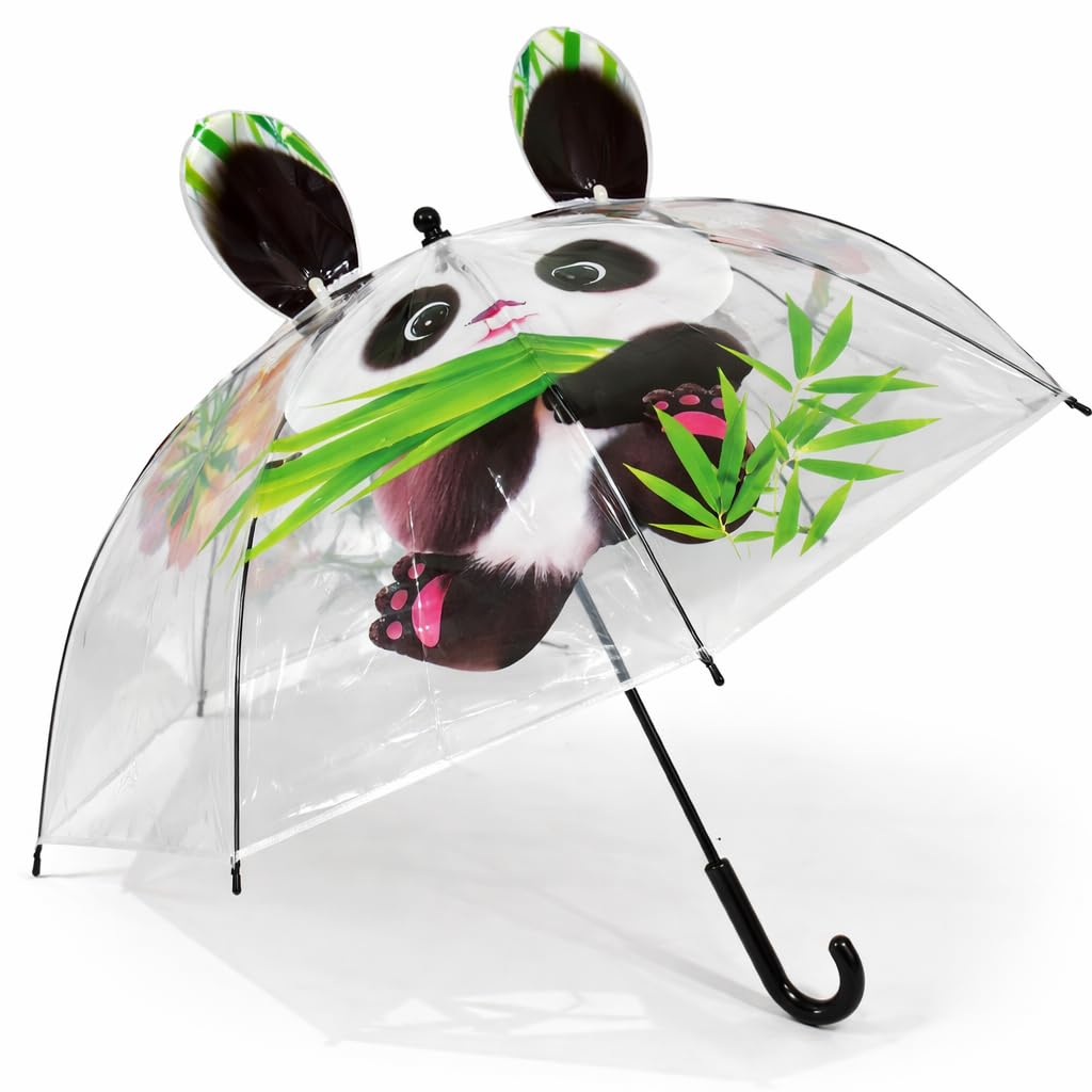chaatewala Kids 3D Panda Transparent Umbrella with Pop-Up Ears | Cute Animal Design | Clear Dome Canopy | Safe Rounded Tips & Easy Grip Handle | Rain Umbrella for Boys & Girls (Ages 3–8)-picture-26