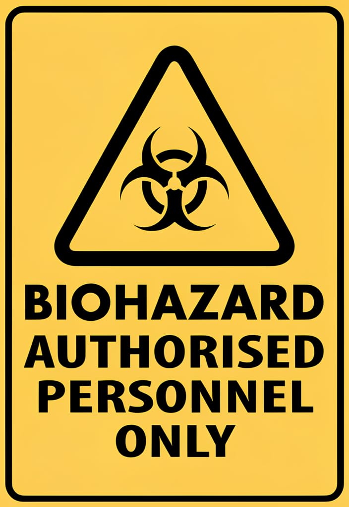 peiyeety Biohazard Authorised Personnel Only Tin Metal Sign 12x8 Inch, Yellow/Black Warning Plaque, Funny Industrial Wall Decor for Garage, Man Cave, Lab Door, Bar, Office, Gift Idea
