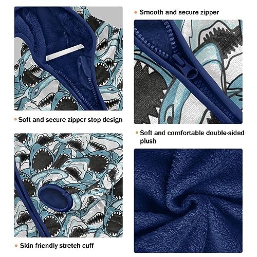 Angry Shark Boys Fleece Hoody Jacket Zip Up Coat Warm Fall Winter Plush Jacket Long Sleeve Outerwear3