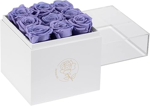 Miniatura 8 de DuHouse 9 rosas preservadas en caja acrílica flores eternas que duran 4 años regalos para novia esposa mamá mujer día de San Valentín aniversario