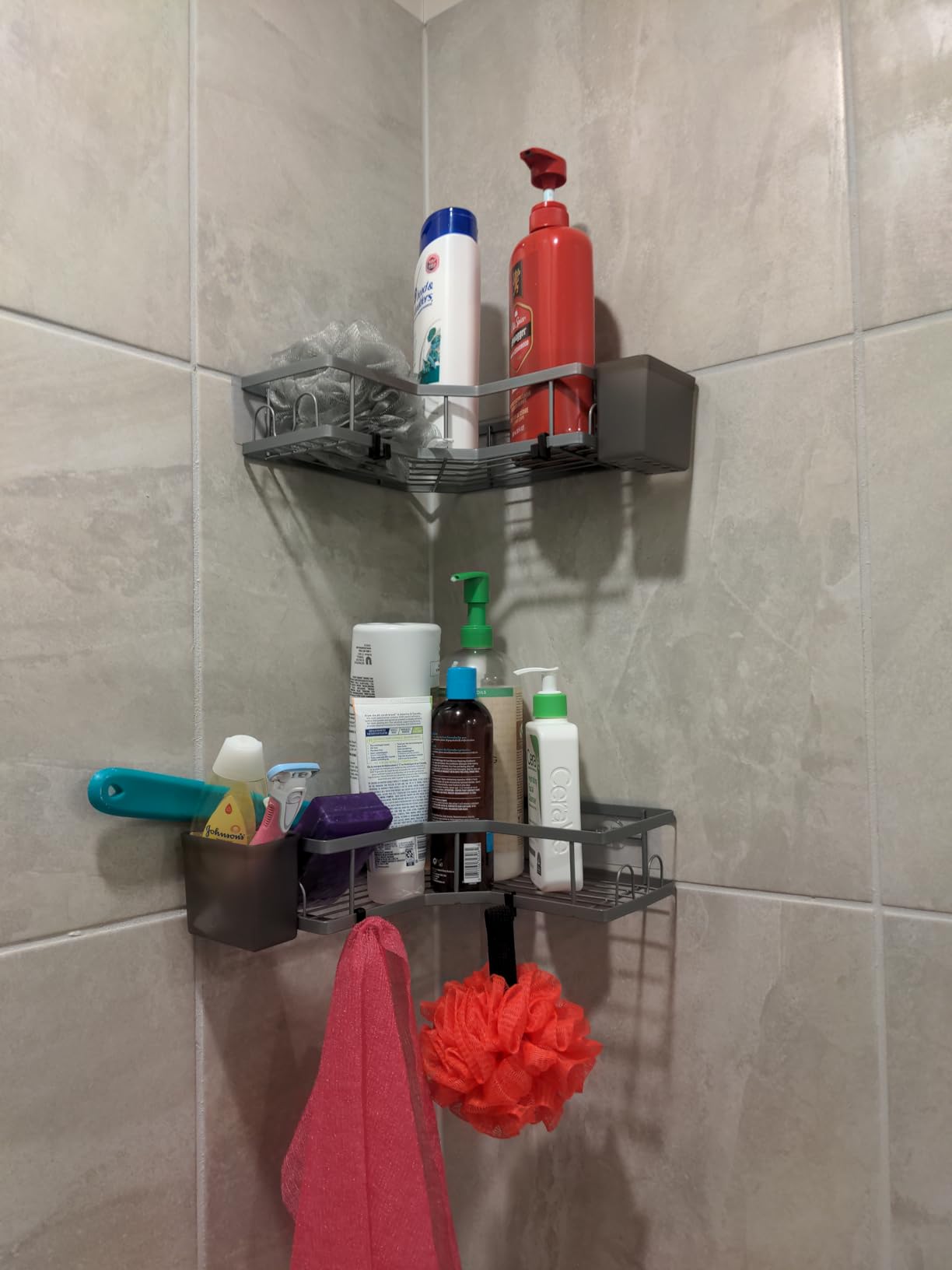 AKTECKE Corner Shower Caddy Bathroom Organizer Adhesive Shower Rack Bathtub Shelves - 3Pack No Drilling Shower Shelf photo review