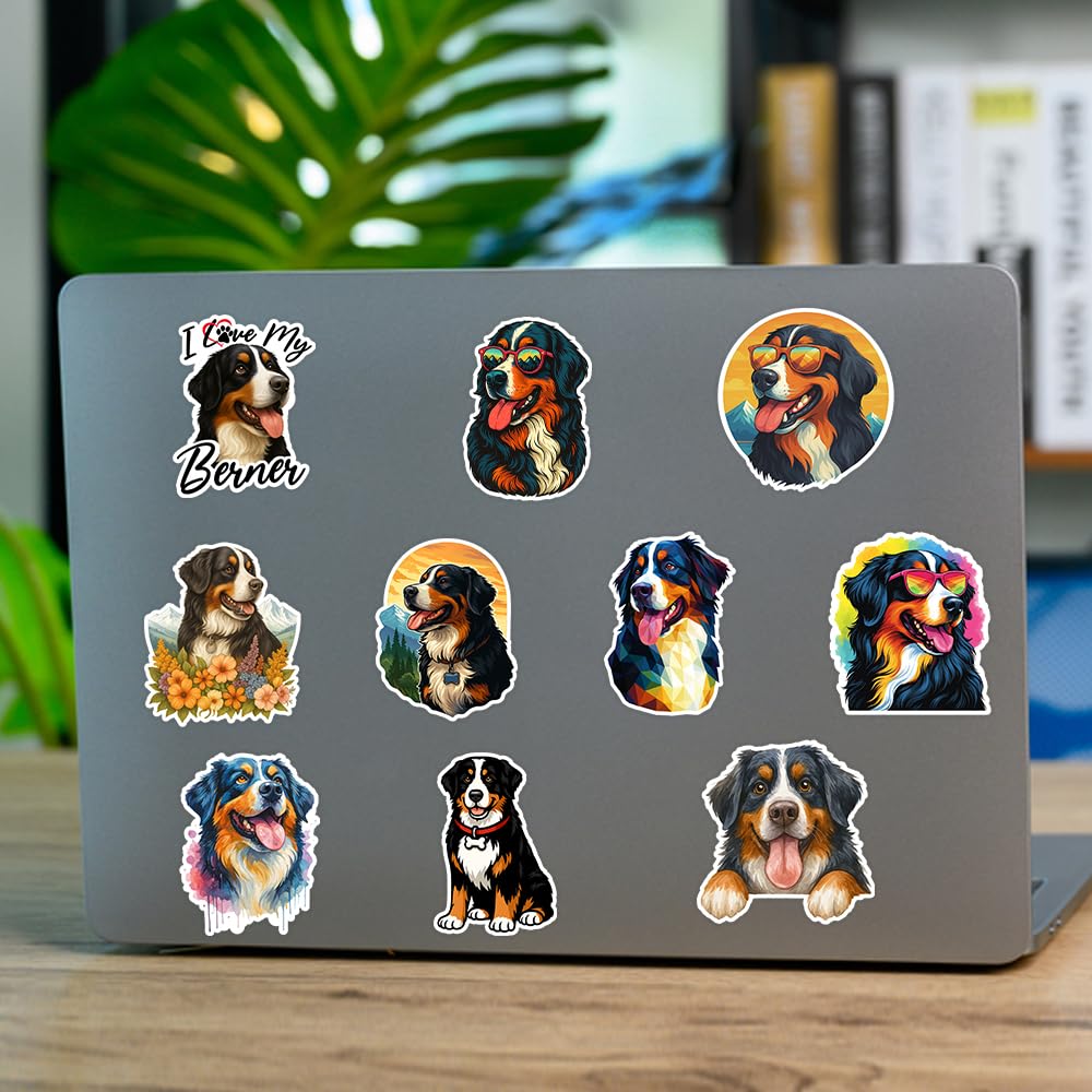 SODAVA [10 szt., 7,6 cm x 7,6 cm] Berneński pies naklejki z uroczym psem bernerskim na laptopa butelkę wody album do scrapbookingu samochodu, zabawny pomysł na prezent dla miłośnika zwierząt domowych
