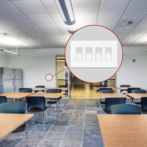 Miniatura 5 de ENERLITES Cubierta de interruptor decorador, placa de pared sin tornillos, tamaño mediano de 4 segmentos 4.88 x 8.58 pulgadas, policarbonato