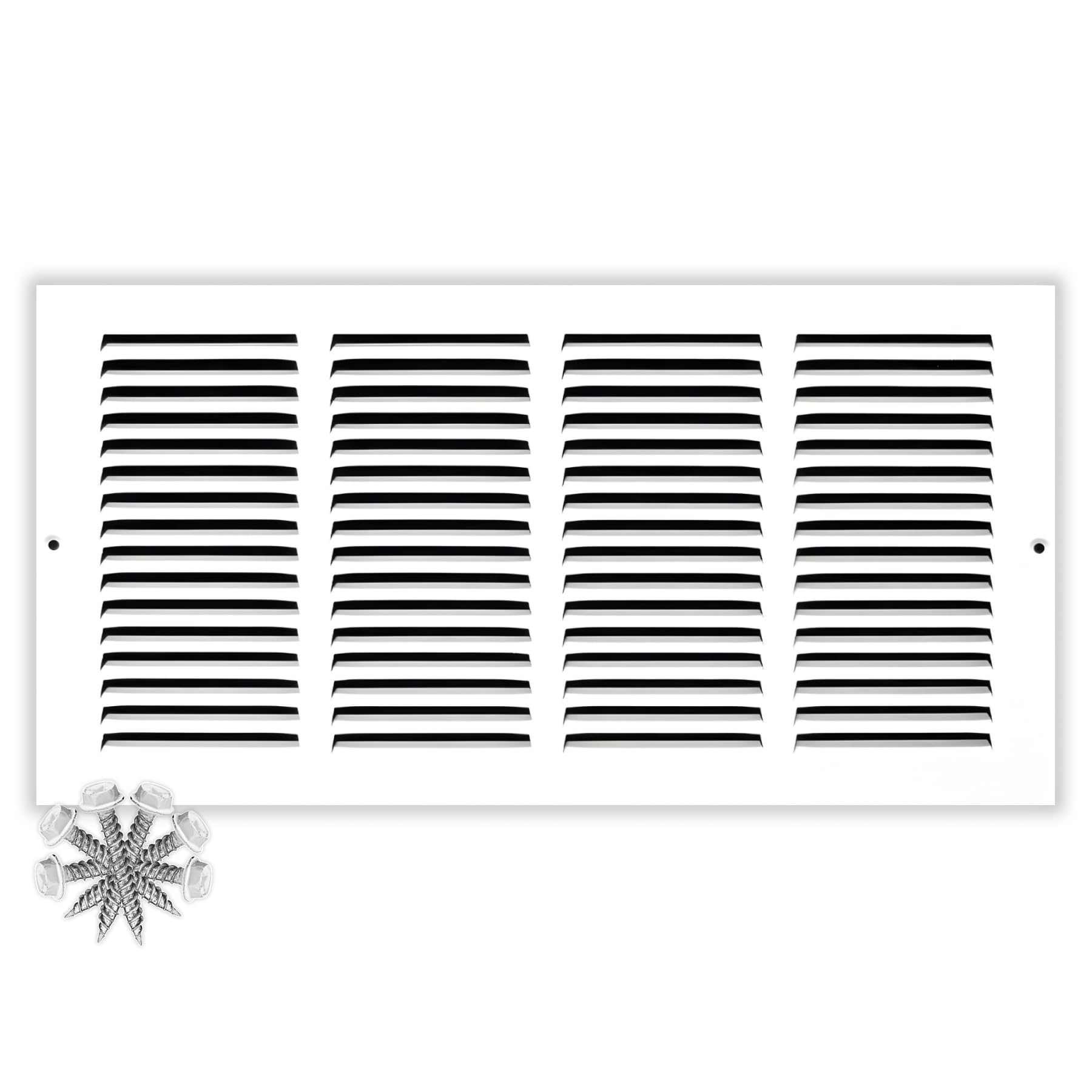 14'' x 8'' [Duct Opening] Flat Stamped Steel Return Air Grille by - Sidewall and Ceiling - HVAC Premium Vent Duct Cover - White [Overall Dimensions: 15.75''w X 9.75''h] — view 13