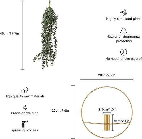 Miniatura 2 de Pretty Jolly Decoración de pared bohemia, decoración de pared de metal montado en la pared, exhibición artificial de pampas, arte de pared para sala