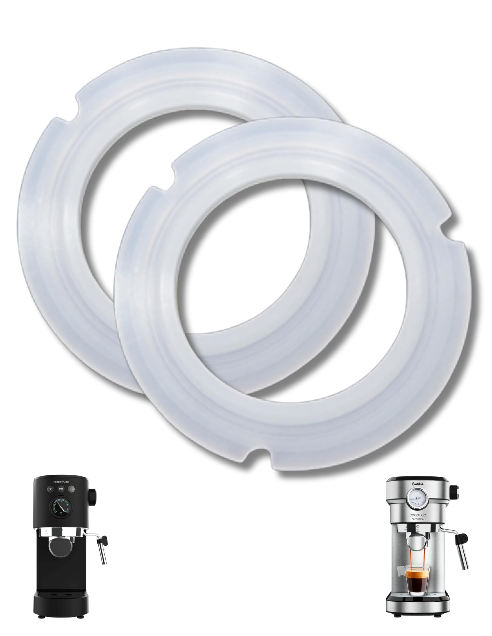 RECAMAT® - 2 PIEZAS - Juntas Portafiltro Cecotec Cafelizzia Cumbia 790/890/Pro/Steel/Steel Pro/Steel DUO/Shiny Pro/Fast/Fast Pro. Recambio Cafetera Duradero Repuesto Resistente al Calor