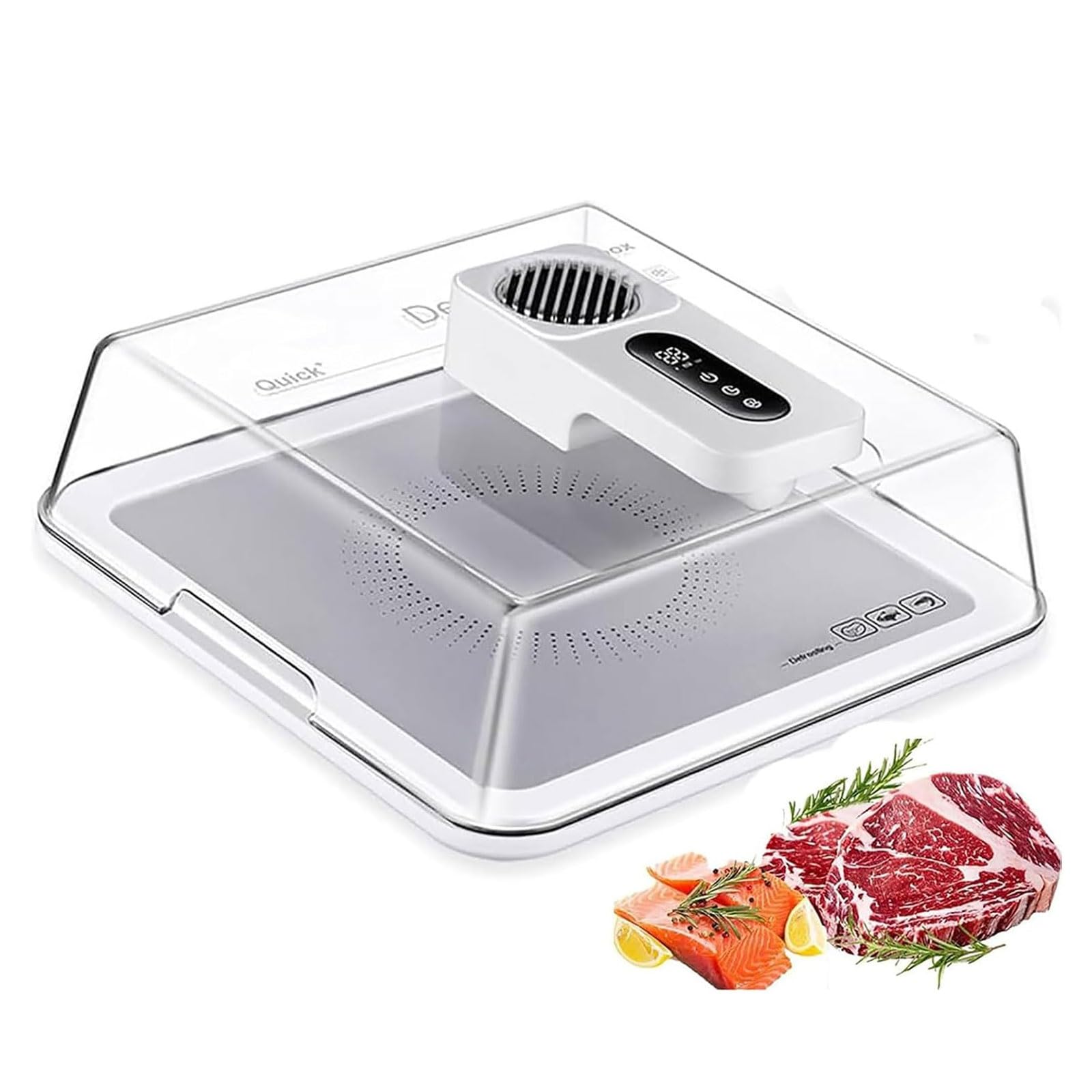 GYKOZY 4.2L Electric Defrosting Tray - Rapid 10min Thawing, USB Rechargeable 2000mAh Battery, No Water Needed, Ideals for Frozen Meat, Steak, Chicken, Fish, Shrimp & Seafood (White)