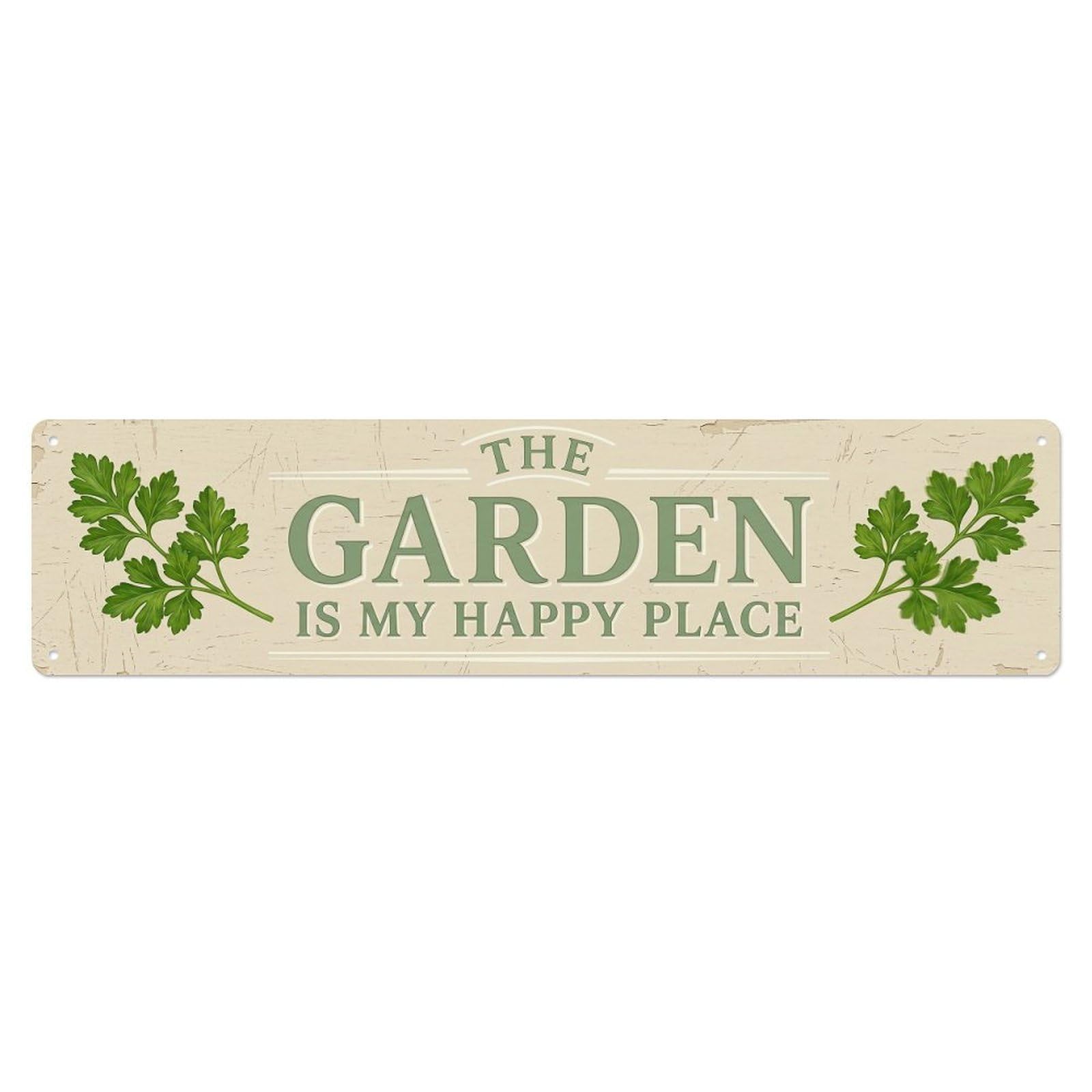 Vintage The Garden Is My Happy Place Parsley Herb Metal Tin Sign