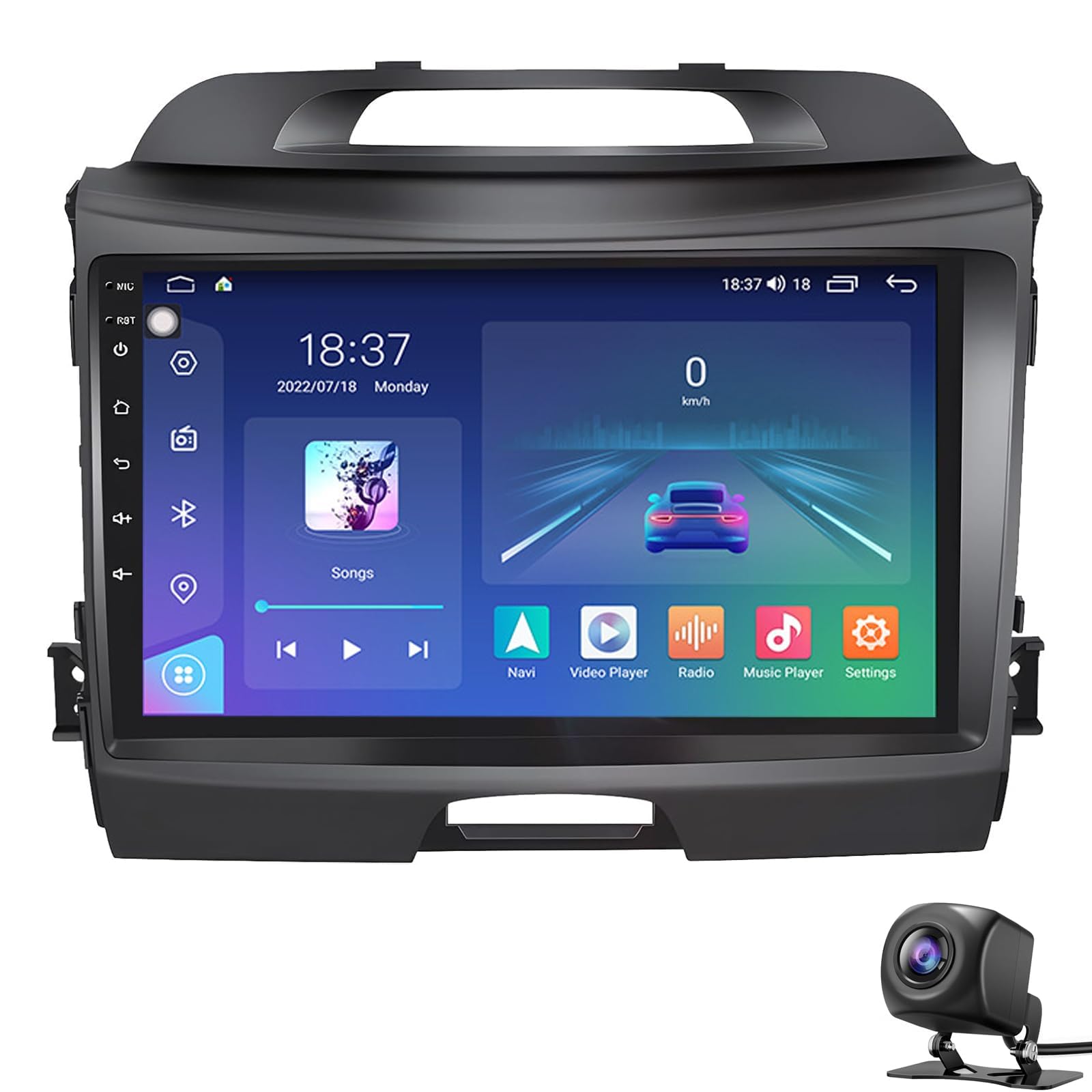BCBSYCJP Car Radio with Wireless CarPlay Android Auto for Kia Sportage 2011-2016 9 Inch Stereo Mirror Link Bluetooth with Android Auto Carplay Wireless WIFI FM GPS,8 Core 4+64G