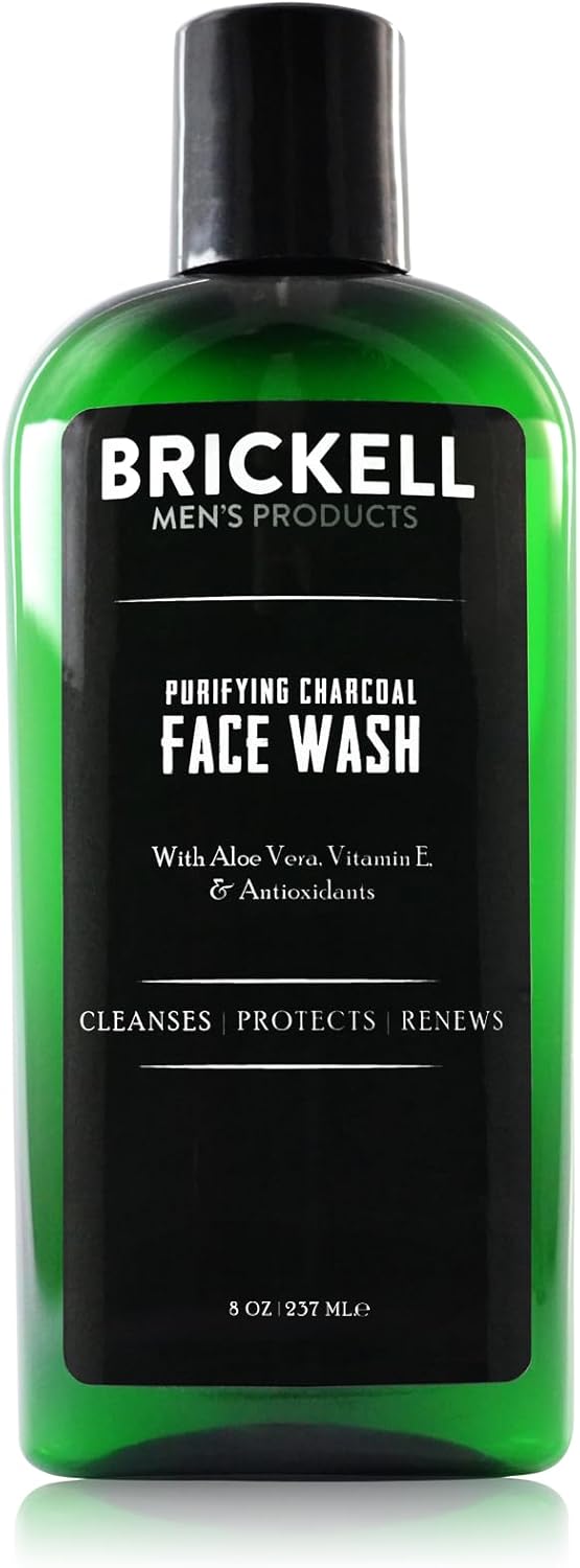 Brickell Men’s Purifying Charcoal Face Wash for Men, Natural and Organic Daily Facial Cleanser, 237 mL, Scented