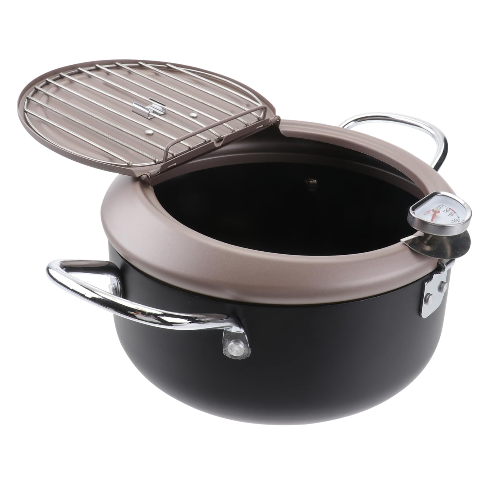 MAGICLULU Japanese Style Deep Fryer Pot with Detachable Thermometer Lid Oil Filter Holder Cooking Tool for Fried Chicken Tempura and More