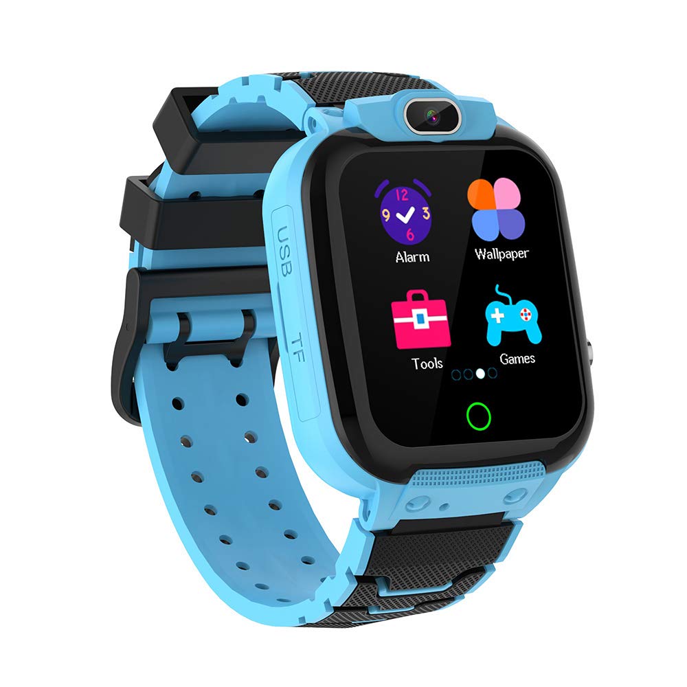 GPS Smartwatch Kinder, Smart Watch Kinder mit Telefon, IP68 wasserdichte, SOS, Voice Chat, Touchscreen, Kamera, Spiele, Wecker, Kinder Smartwatch für Jungen Mädchen 4-12 Jahre Geschenk