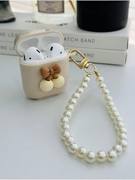 Thick Silicone Case with Toy Design Compatible with Airpods 1st Generation and 2nd Generation - Cream Cherry