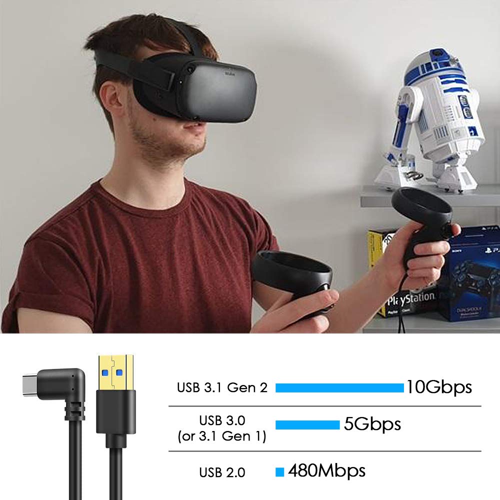 Exclusive Discount 🔥 Paiholy Oculus Link Cable 16ft, USB C Oculus Charging Cable, 90 Degree Angled USB C 3.2 Gen1 High Speed Data Transfer & Fast Charging for Oculus Quest VR Headset and Gaming PC