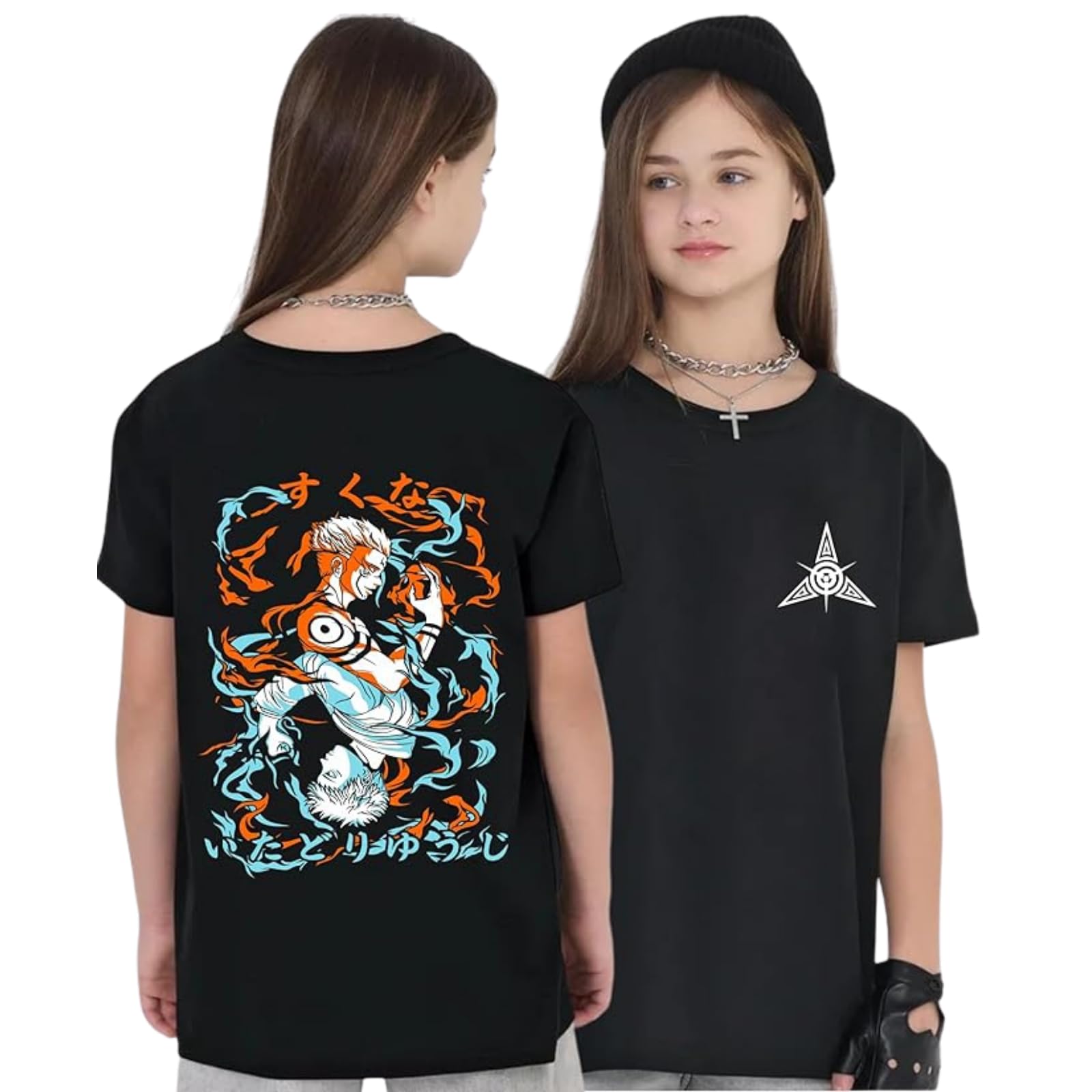 Uniplanet Store Camiseta de mezcla de algodón, media manga, ajuste regular, espalda estampada, color negro