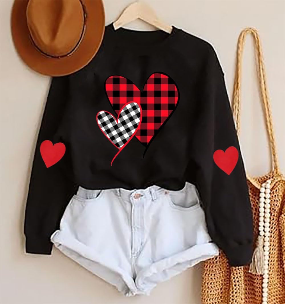 Women Valentine Crewneck Sweatshirts Love Heart Sweatshirt Casual Cute Valentines Gift Long Sleeve Sweatshirt - Image 2
