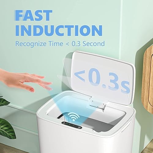 Miniatura 2 de Cubo de basura sin contacto con tapas cubo de basura de plástico de 14 litros cubo de basura de cocina con sensor de movimiento automático