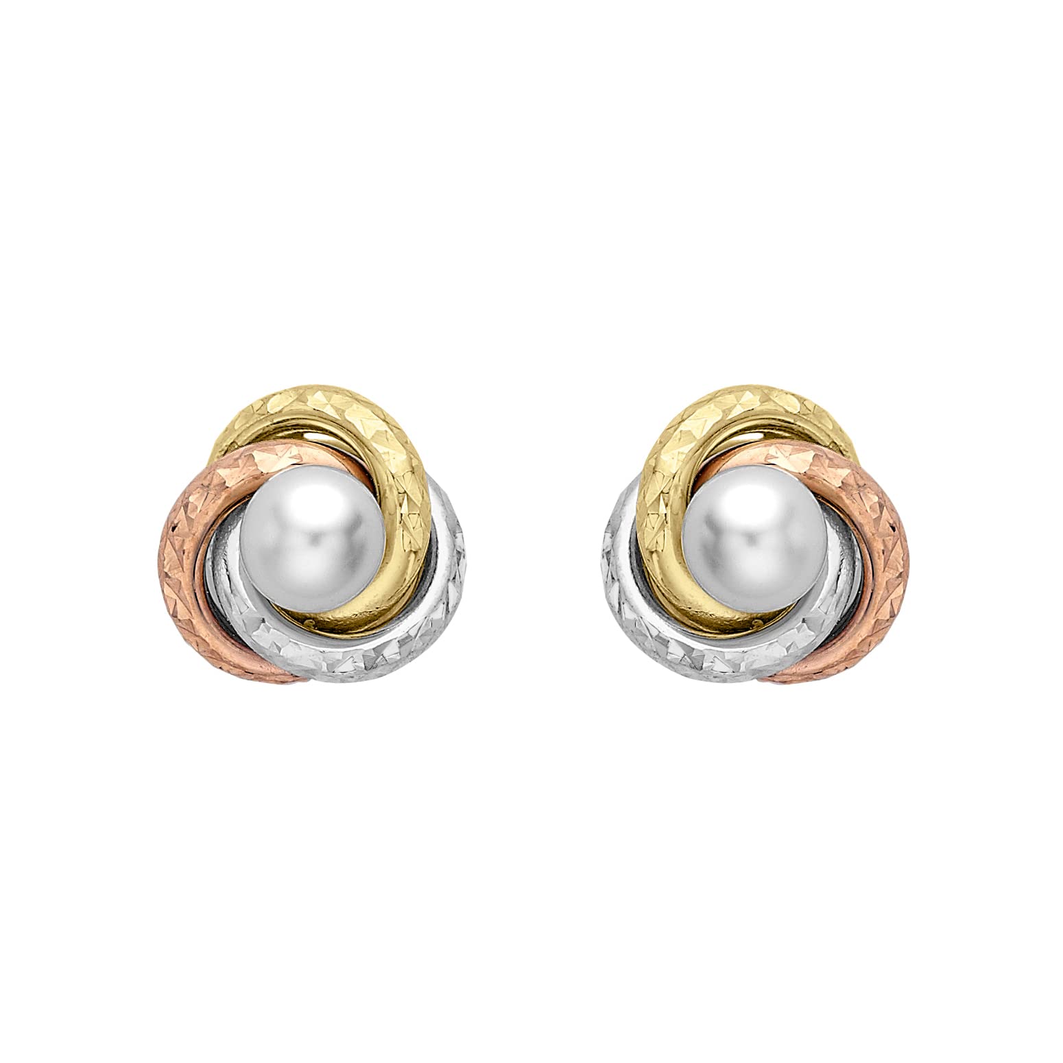 Pendiente Aro Bicolor En Oro De 18k Con Tres Aros Formando El Diseño
