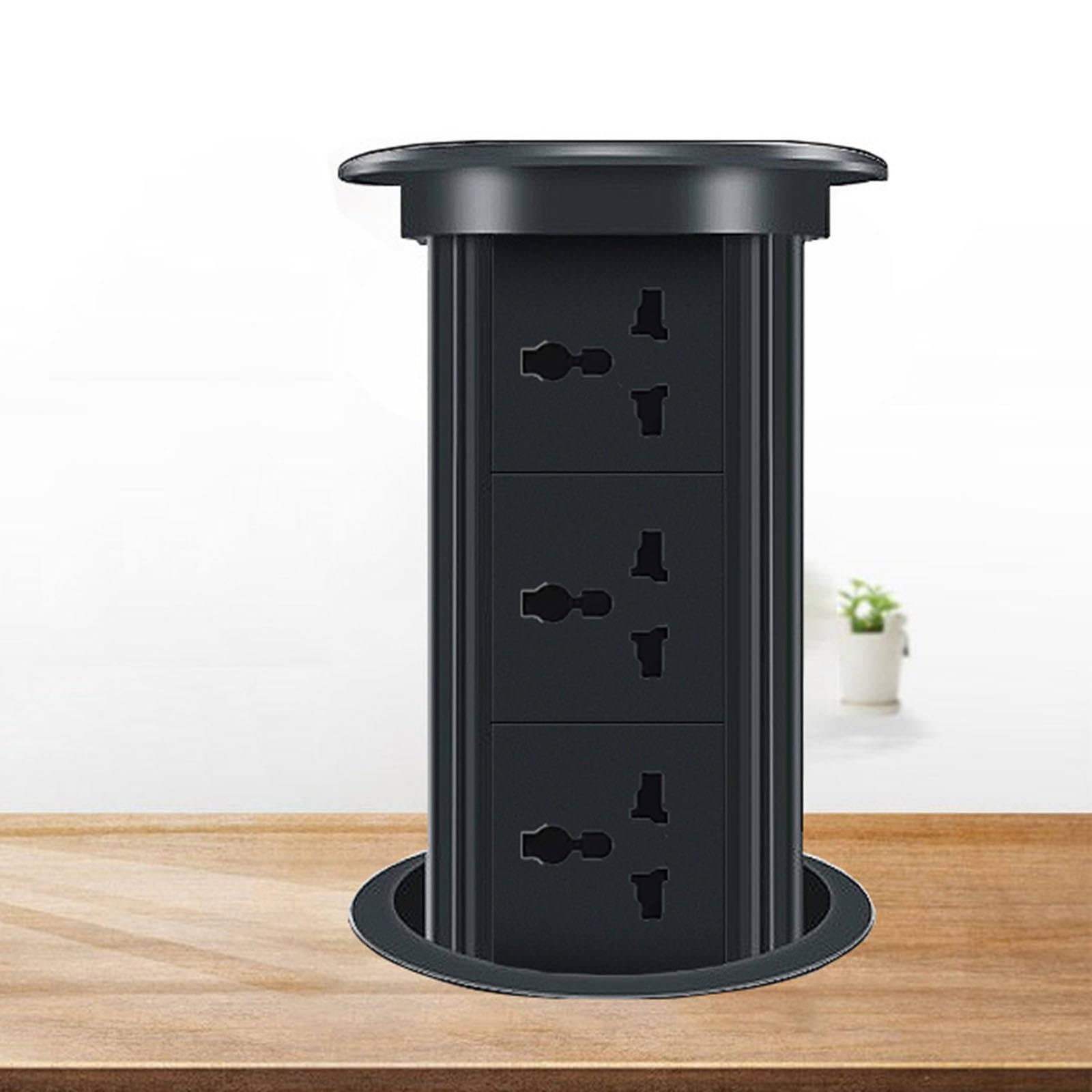 Presa di corrente da incasso con 3 prese universali con ricarica wireless, presa di corrente da tavolo per ufficio e casa,Black