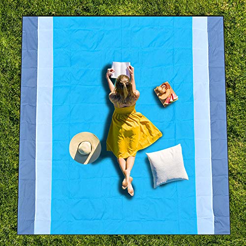 Mumu Sugar Sand Free Beach Mat Oversized 82" X79" Sand Proof Beach Blanket Outdoor Picnic Mat for Travel, Camping, Hiking and Music Festivals-Lightweight Quick Drying Heat Resistant