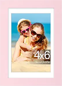 decorUhome 4x6 Picture Frame, Display Pictures 3.5x5 with Mat or 4x6 without Mat, Wall & Tabletop Display Photo Frame, Pink, 1 Pack
