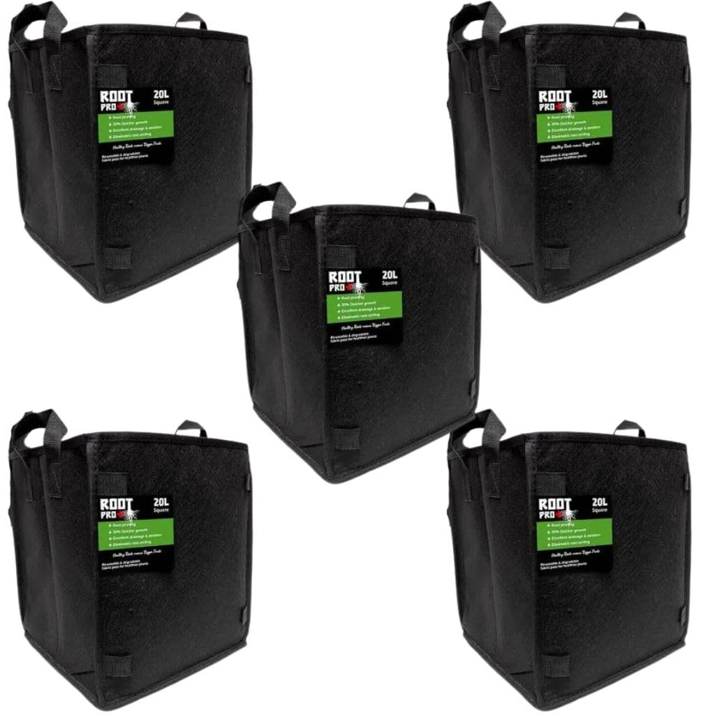 Root Pro + Round & Square Fabric Plant Grow Pots 20L 25L 30L With handles Strong (Square, 30L)
