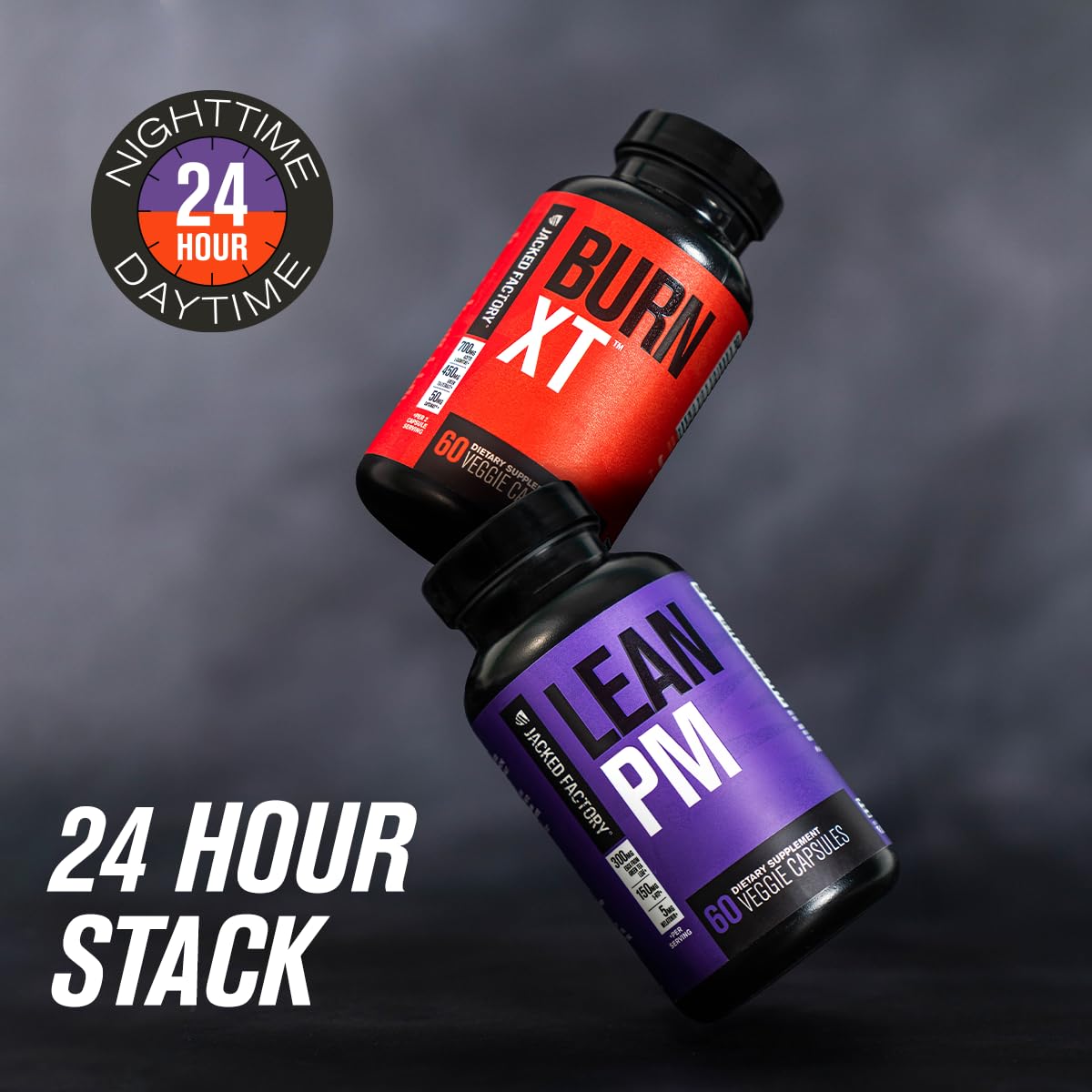 Jacked Factory Burn-XT + Lean-PM Kit – 24-Hour Body Composition & Metabolism Support Stack – Day & Night Formula – 60 Count, 2 Pack — Amazon image 2