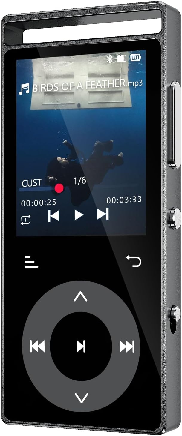 90G MP3 Player with Bluetooth 5.3, MP3 Players Build-in Touch Buttons, E-Book, Color Screen, HiFi Sound Portable Music Player for Kids,Supports up to 128GB, Earphones Included (Black)