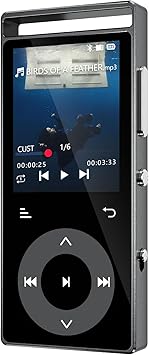90G MP3 Player with Bluetooth 5.3, MP3 Players Build-in Touch Buttons, E-Book, Color Screen, HiFi Sound Portable Music Player for Kids,Supports up to 128GB, Earphones Included Black