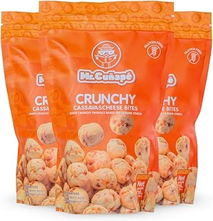 Mr.Cuñapé™ Crunchy Cassava & Cheese Bites – Latin Cheese Bread Snack – Pão de Queijo, Chipa, Pandebono, Pan de Yuca | Gluten-Free, Vegetarian, Crunchy Cheese Snack, 7.05 oz. (200 g.) Doy Pack (Pack of 3)