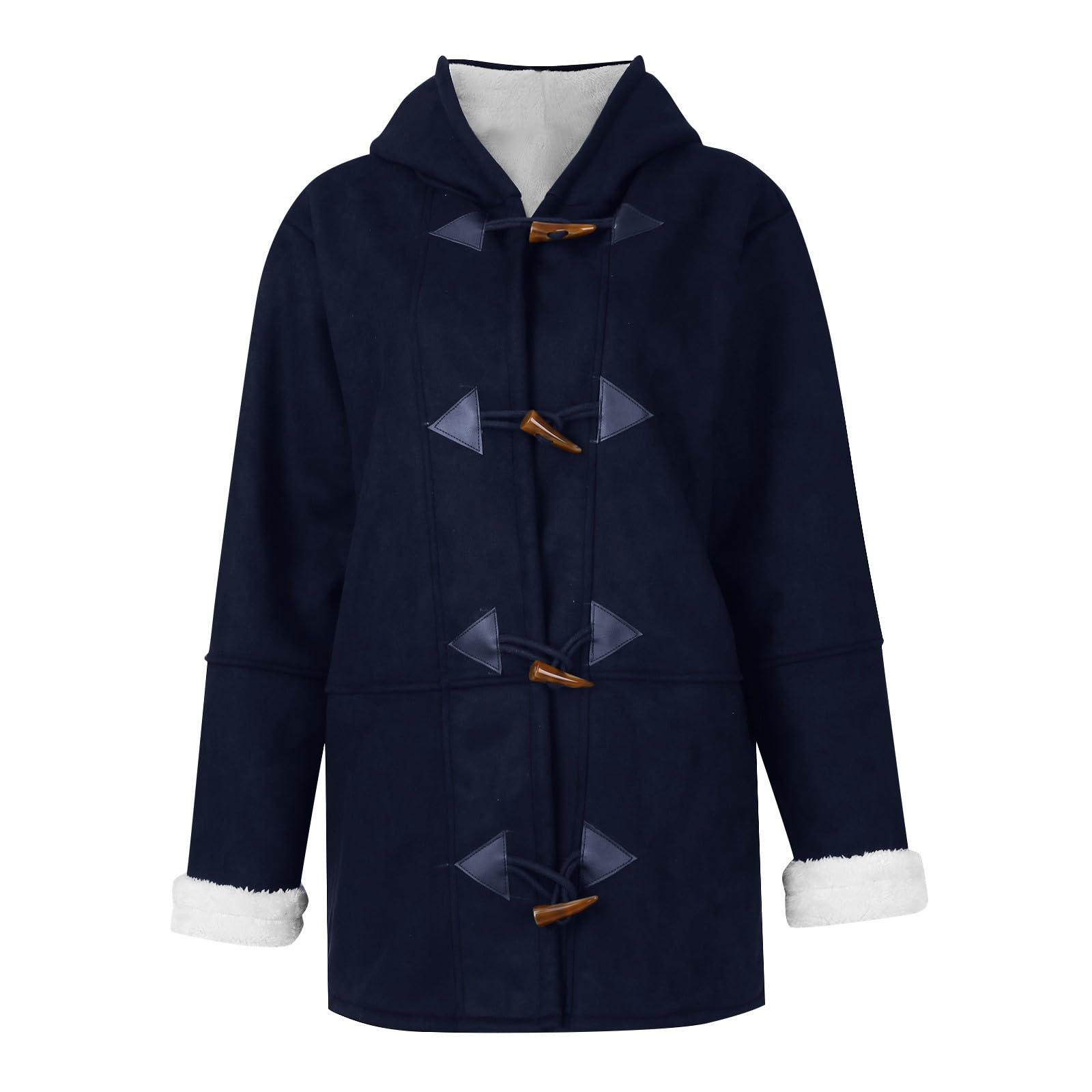 Saymany Fleecejacke Damen Lang Sweatjacke Winter Warm Hoodie Jacke Lose Winterjacke Lammfell Fleece Kapuzenjacke Langarm Mantel Outwear Mit Taschen Einfarbig Outdoor Croissant Schnalle Wintermantel