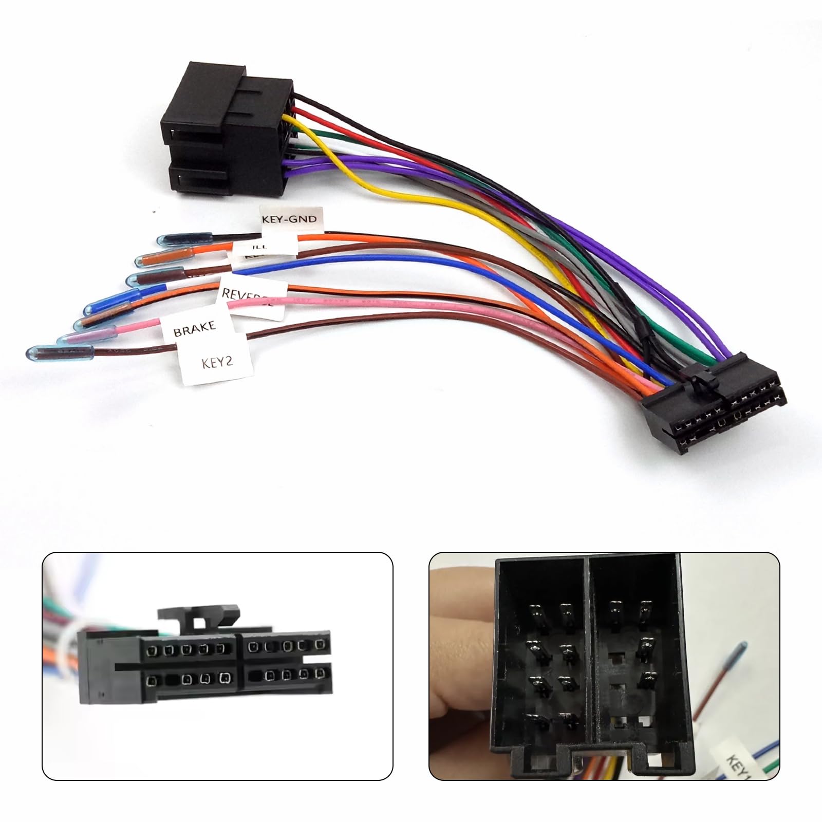 1 sztuka 20-pinowego adaptera kablowego ISO, adapter wiązki kabli 20-pinowy ISO do samochodowego radia Adapter uniwersalny, zamiennik, kabel do kompatybilnego z liniami sterowania wstecznego i