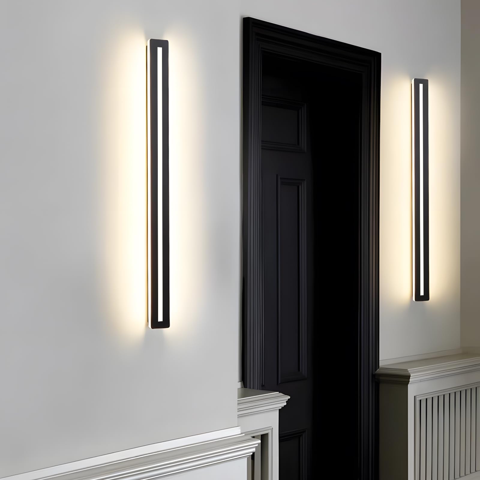 Applique Murale Intérieure,15W Lampe Murale Dimmable Noir 60CM