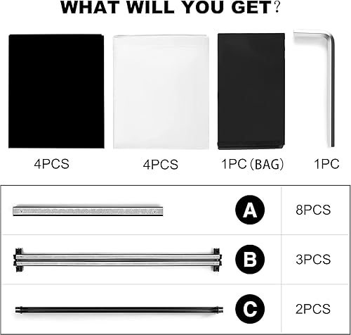 Miniatura 5 de ACHEE - Cabina de eventos portátil para DJ, 4 paneles plegables con marco de metal desmontables, panel de proyección con una bolsa de transporte