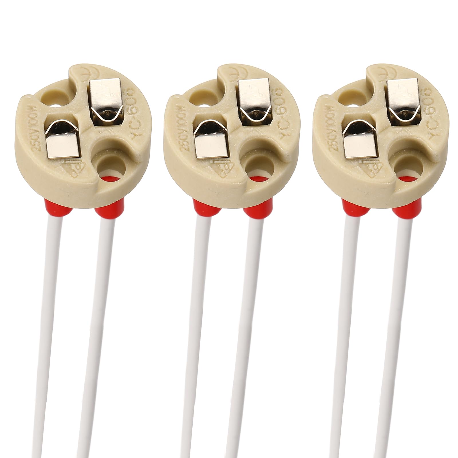 VIAPUICE G4 Bi-Pin Ceramic Lamp Socket 6" Heat Resistant 3 Pcs