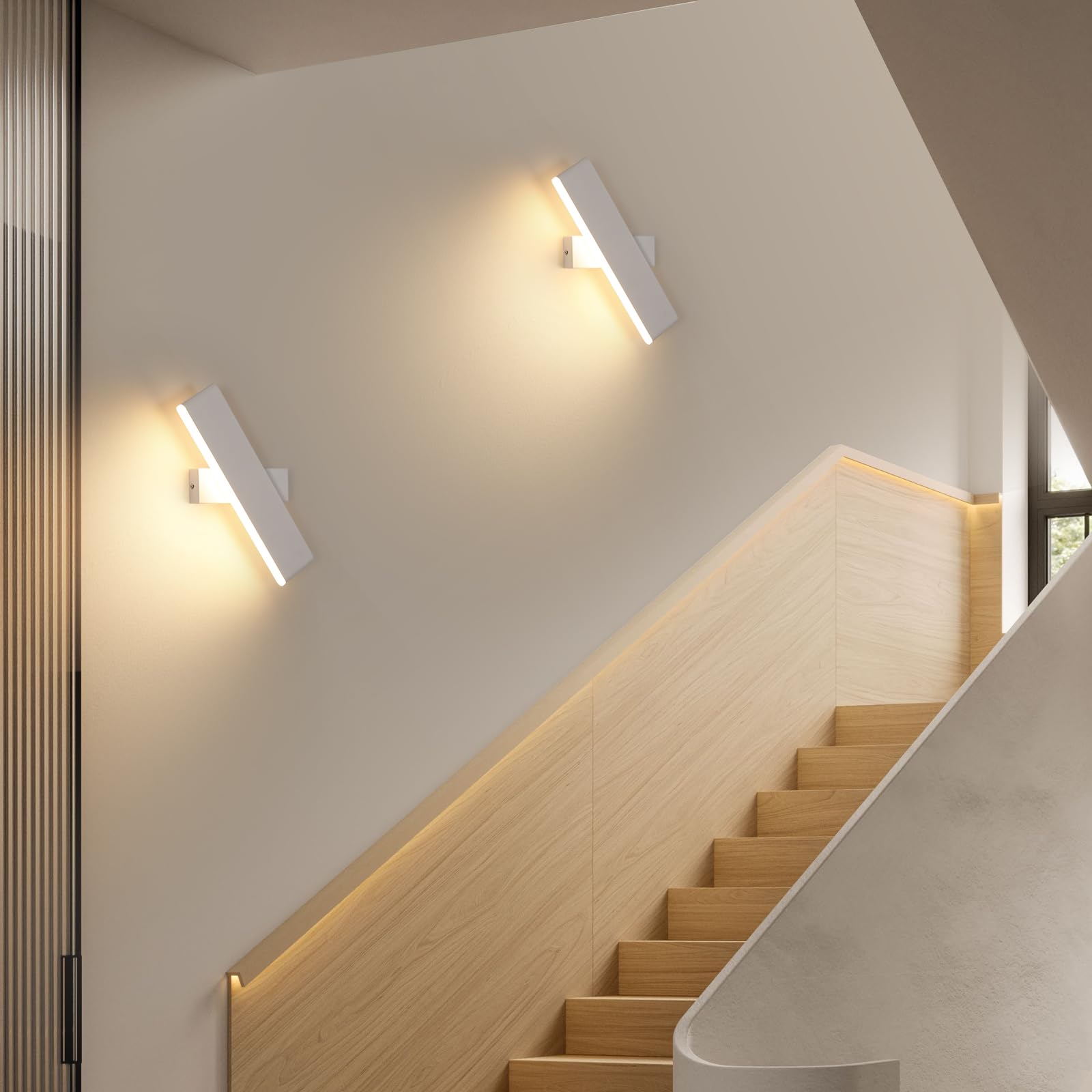 Applique Parete LED Interno, Ruotabile A 360° Moderna Bianca | Lampada da Parete in Metallo e Acrilico Per Camera da Letto, Corridoio, Soggiorno