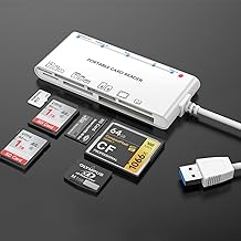 USB 3.0 Multi-Card Reader White 7 in 1 CF Card Reader 5Gbps Read Write Simultaneous for SD SDXC SDHC CF CFI TF XD Micro SD Micro SDXC Micro SDHC MS MMC UHS-I Card for Windows Mac Linux