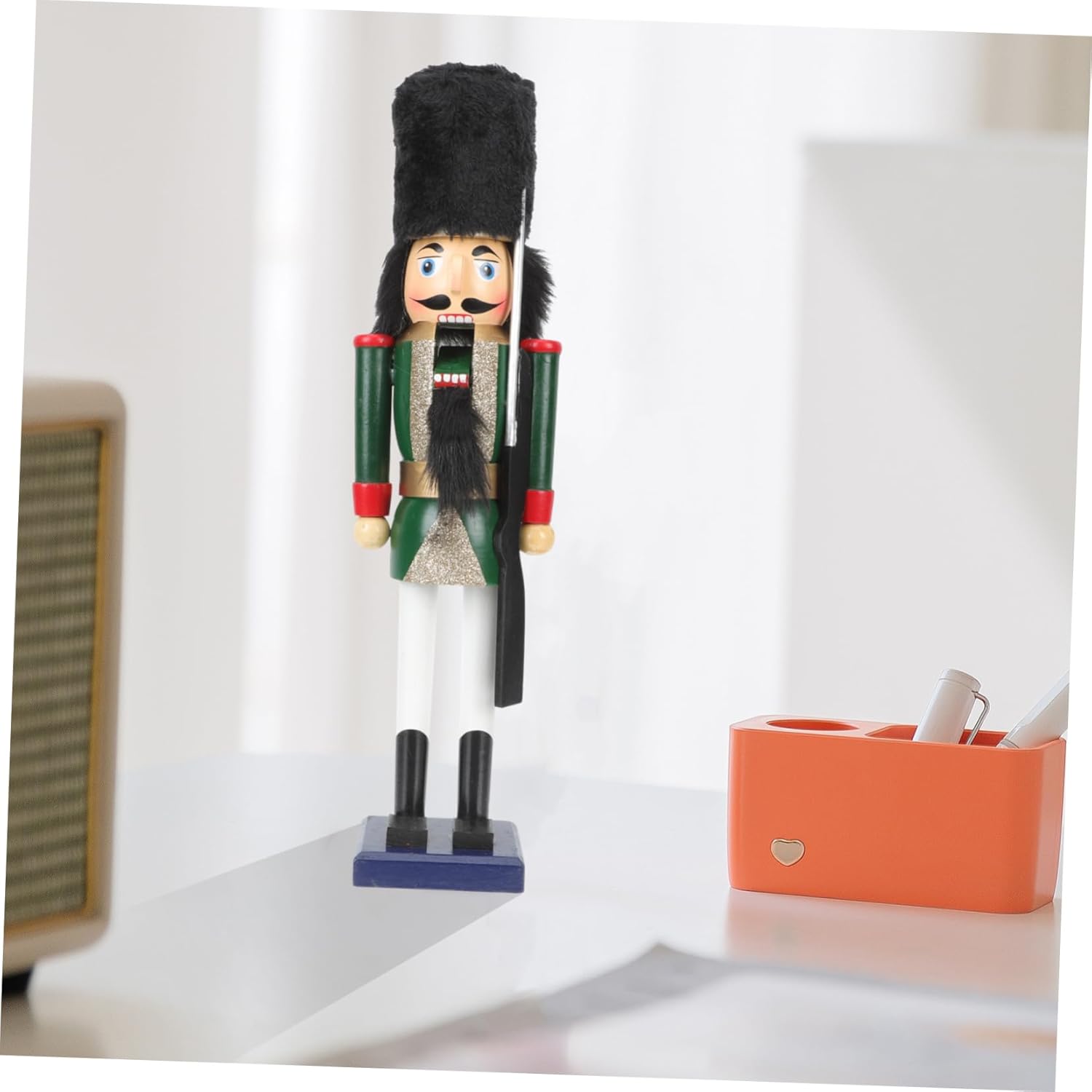 Nutcracker Soldier Wooden Decor Holiday Figure Festive Ornament for Christmas Table Party Desktop Display Unique Wedding Accessory